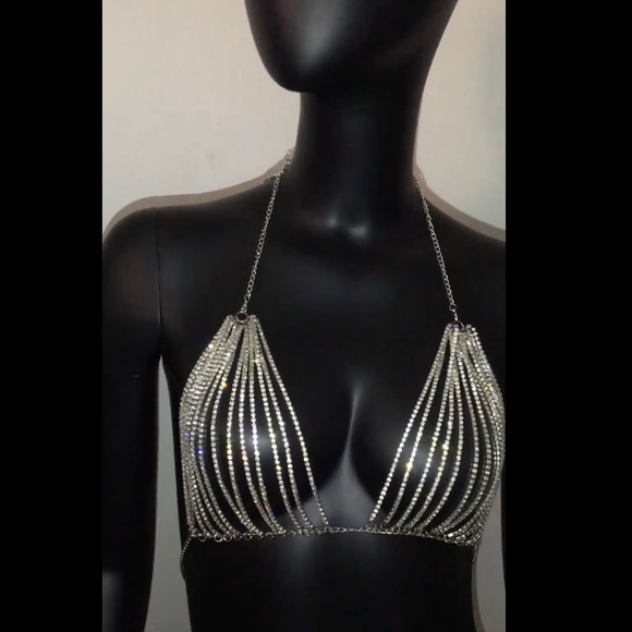 🎉 Just In 🎉 Body Chain Crystal Rhinestones Bra - Picture 3 of 6